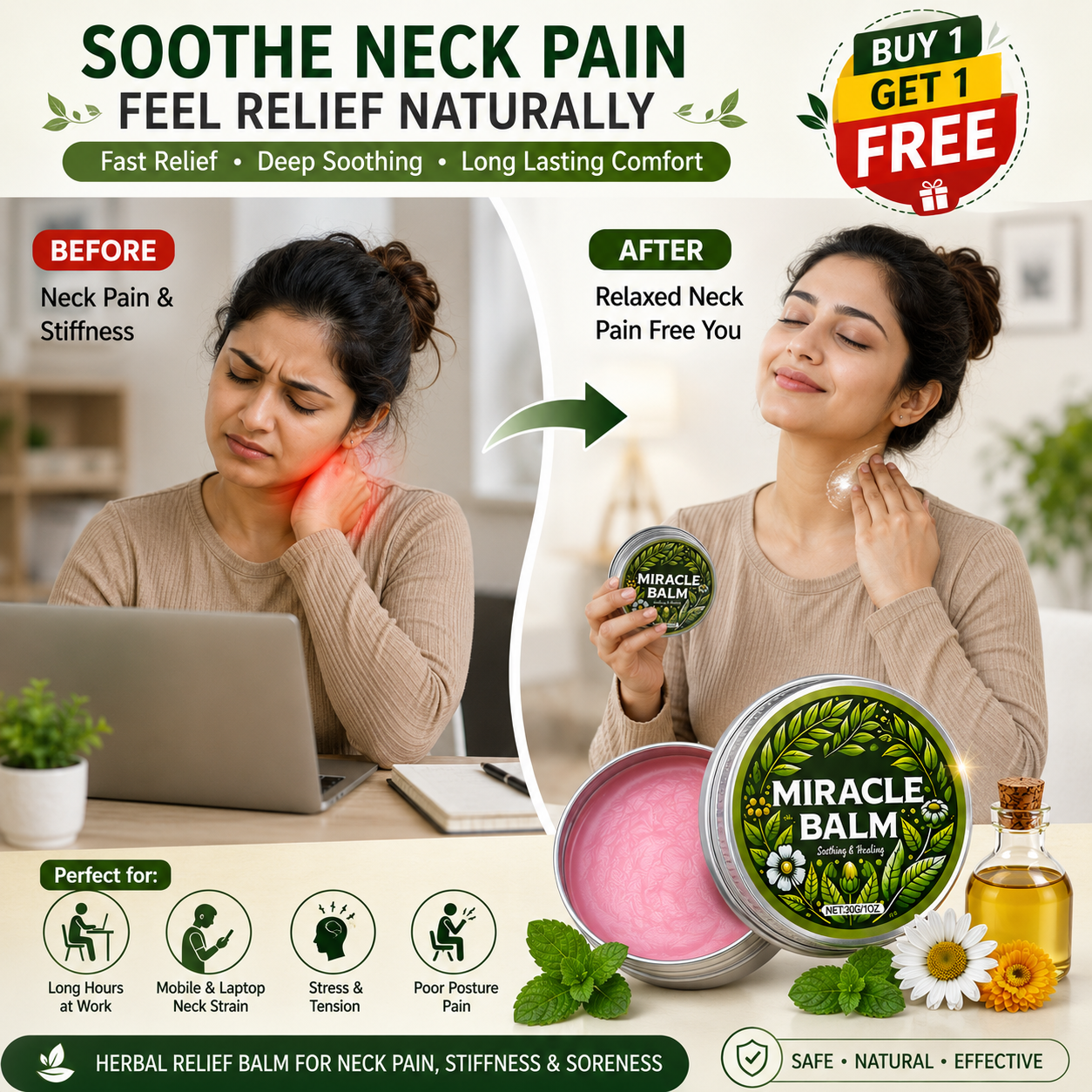 Instant Pain Relief Herbal Balm - Buy 1 Get 1 Free